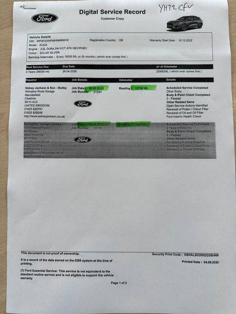 Ford Kuga 2.5 PHEV ST-Line X Edition 5dr CVT Hatchback Petrol / Electric Hybrid Silver