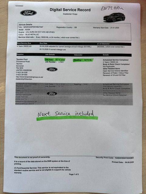 Ford Kuga 2.5 PHEV ST-Line X Edition 5dr CVT Hatchback Petrol / Electric Hybrid Blue